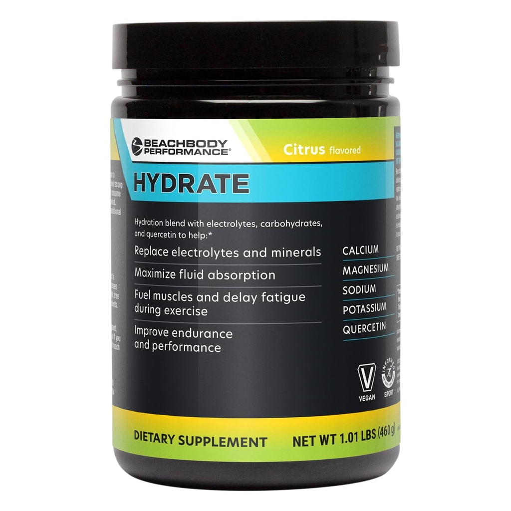 BODI Hydrate Performance Hydration Dodatek Hydration, Quercetin Enriched Electrolyte Powder, 4 klíčové elektrolyty: draslík, hořčík, sodík, vápník - Podporuje vytrvalost a rovnováhu tekutin, Citrus, 40 SRV
