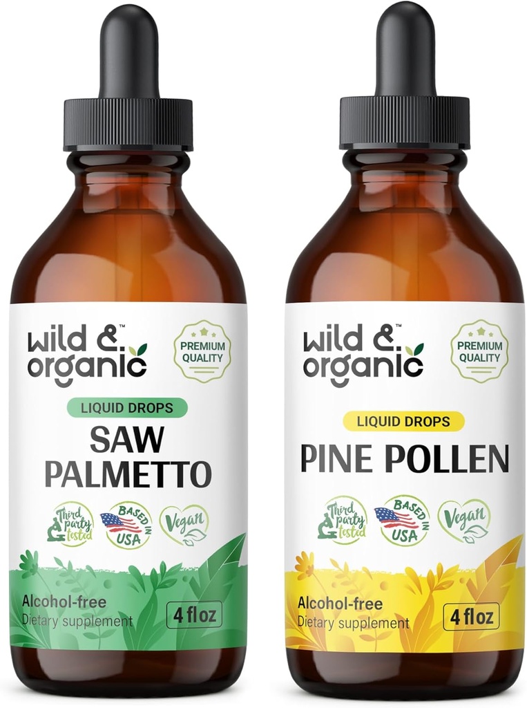 Wild & Organic Saw Palmetto tinktura 4 fl oz & Pine Pollen tinktura 4 fl oz