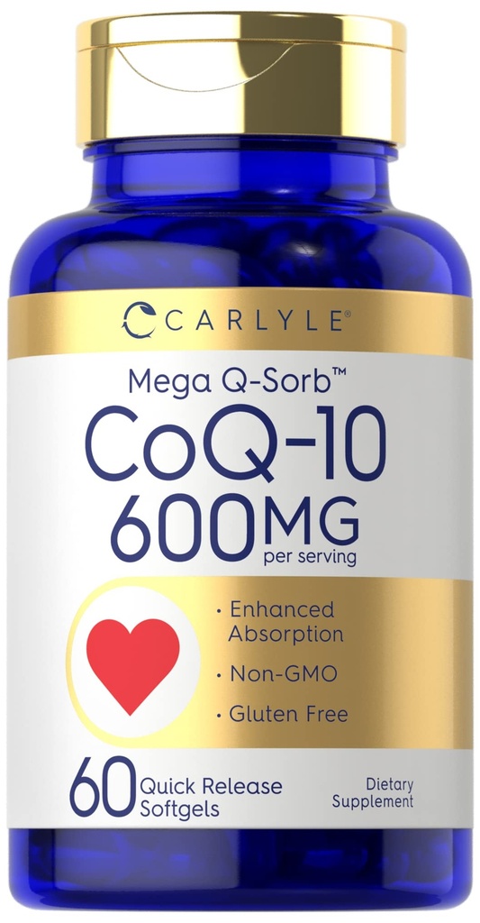 Carlyle CoQ10 600 mg Softgels CLAS124; 60 Počet 124; Mega Q-Sorb Coenzym Q-10 CLAS124; s Black Pepper Extract CLAS124; Non-GMO & gluten zdarma