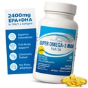 Super Max Omega33 Fish Oil 2400 mg Made in Norway - High potency Fish Oil Omega 3 doplňky pro ženy a muže, Triglyceridová forma s EPA a DHA doplňky No Fishy After Taste Lemon Flavor