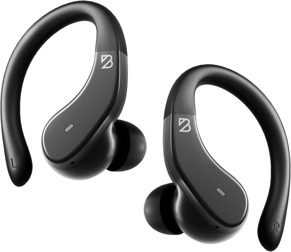 Back Bay Audio - Runner Bezdrátové sluchátka Bluetooth pro sport, Háček přes ušní budky, hluboké Bass, Wrap kolem sluchátek s háčky pro běh, Cvičení bezdrátových sluchátek pro posilovnu