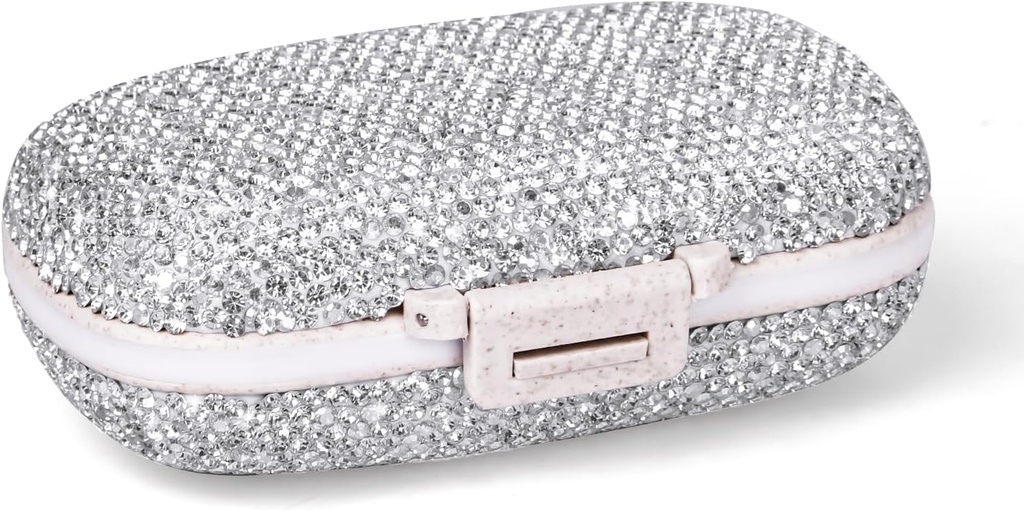 1Pack Travel Pill Pořadatel, 8 Kompartments Přenosný Pouzdro na Pill, Malé Pouzdro pro Kapesní peněženka Přenosná medicína Vitamin Kontejner (Sparkling Silver)