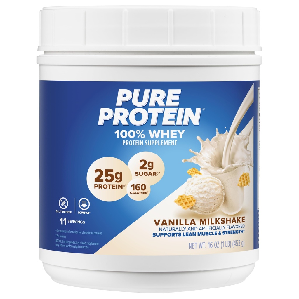 Čistý proteinový prášek, syrovátka, vysoký protein, nízký cukr, gluten zdarma, vanilková smetana, 1 LB