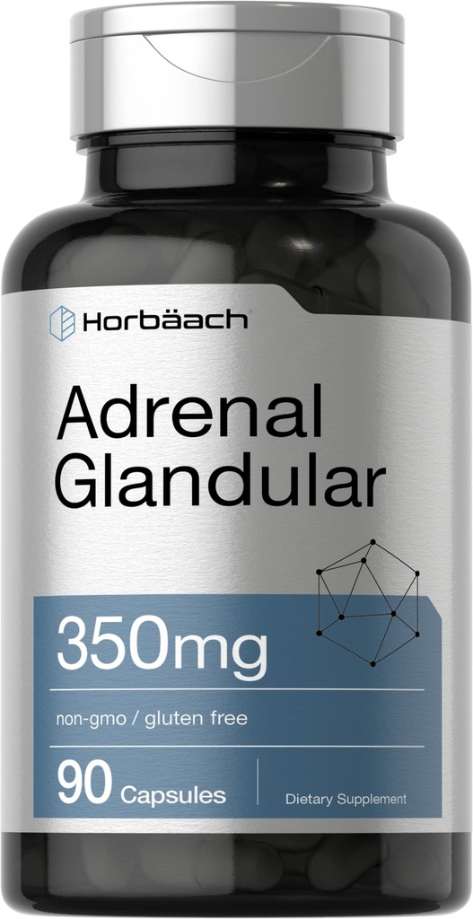 Horbäach Raw Adrenal Glandular 124; 350 mg PHARMAR 124; 90 tobolek PHARMAR 124; Non- GMO, gluten zdarma dodatek