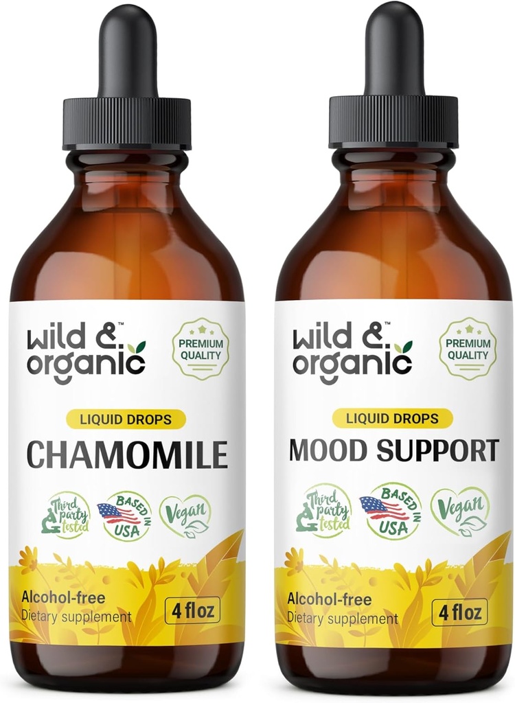 Wild & Organic Heřmánek Tincture 4 fl oz & Mood Support Tincture 4 fl oz