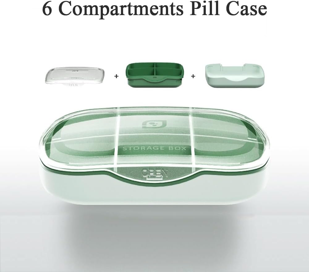 Cestovní pilulka Pořadatel Box, 6 Complex Týdenní medicína Poukázka na kabelku, Denní lékárna Kontejner, Medication Holder Disperser pro rybí olej, Vitamin, Cod Játra olej, dodatek