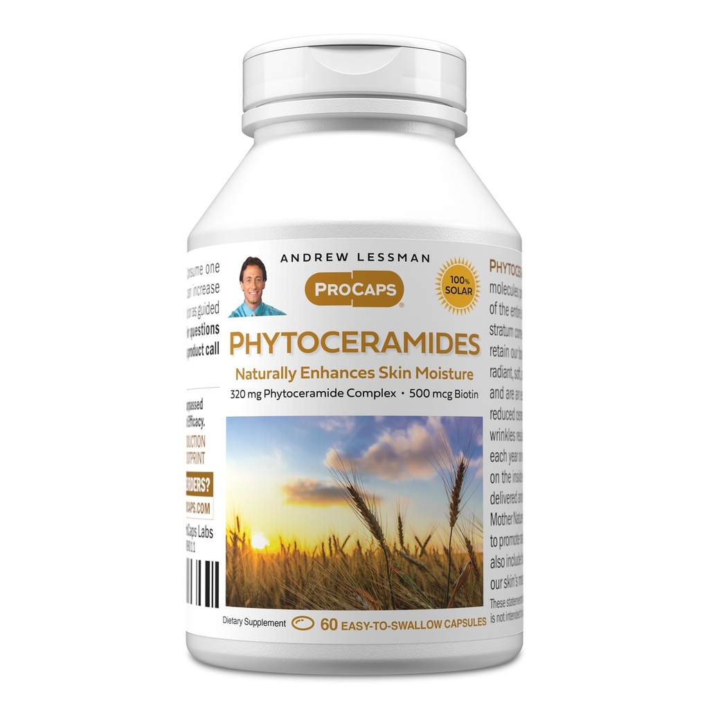 ANDREW LESSMAN Phytoceramids with Biotin 60 Softgels - Skin 's Vital Natural Internal Moisturizer. Přirozeně zvyšuje měkkou, hladkou, zářivou pleť. Žádné přísady. Small Snadné polykat ponožky