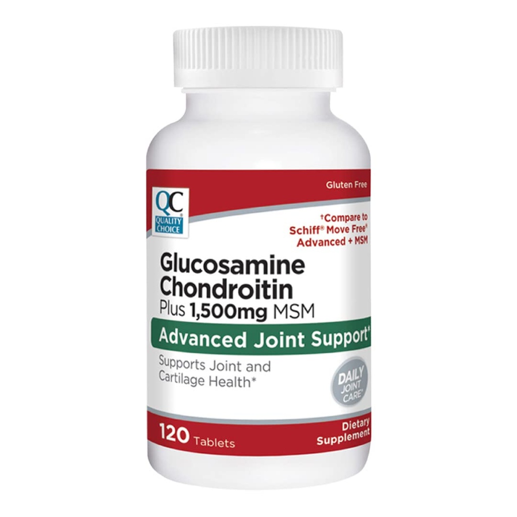 Quality Choice Glucosamine 1500 mg s Chondroitinum and MSM Joint and Cartilage Health Dietary Supplementary in 120 Tablet Bottles (3 balení)