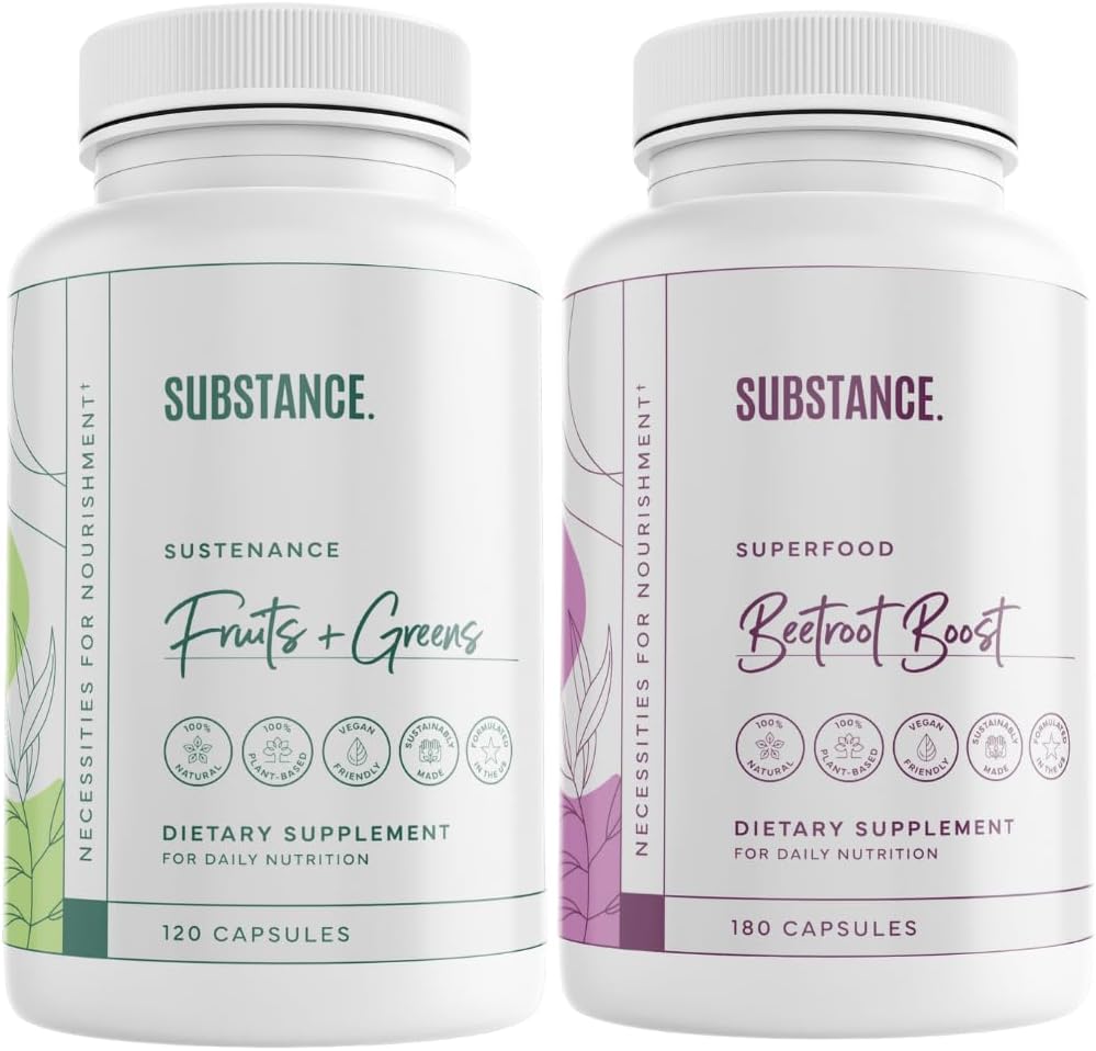 Ledviny. Bundle: Nature 's Suppenance Daily Fruits & Veggies (120 Kapsle) + Beetroot Boost (180 Kapsle) - Natural Energy Boost & Celkově Wellness - US Made, Vegan- Friendly