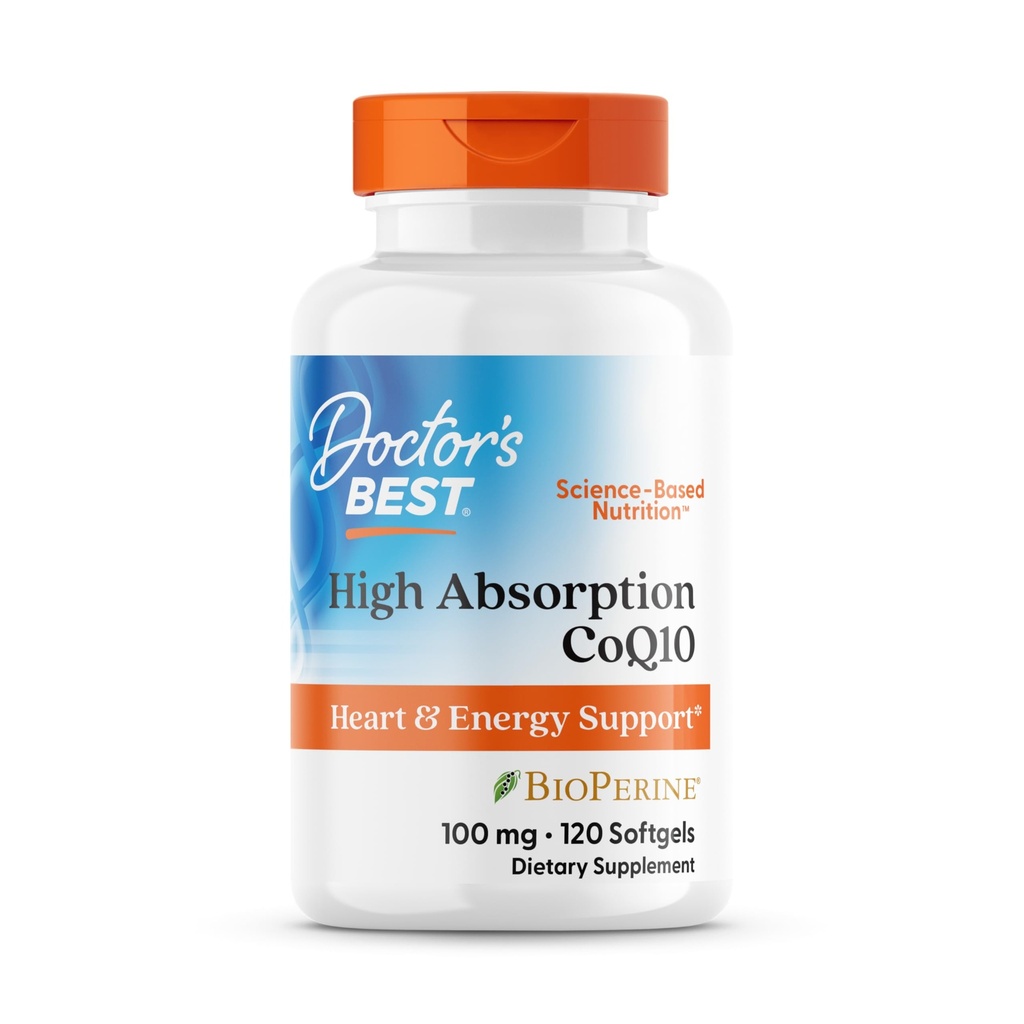 Lékařský nejlepší vysoká absorpce CoQ10 s BioPerine, gluten zdarma, přirozeně fermentované, srdce zdraví, výroba energie, 100 mg, 120 Počet