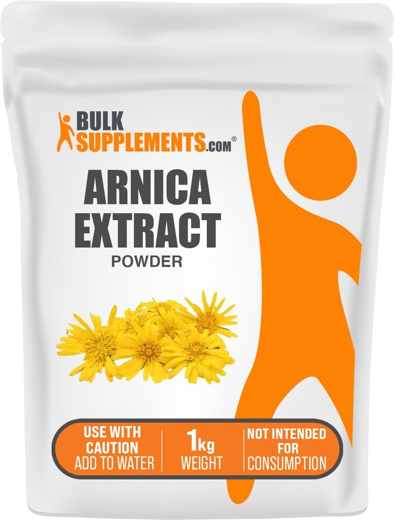 Bulksupplements.com Arnica Extract Powder - Bylinný dodatek, ze sušených květů Arnica, Servingy Vars per use, 1kg (2,2 kg) (balení po 1)