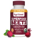 Feel Great Vitamíny Organic Beet Root Supplements (Tablety) CLAS124; Beets Nitric Oxide Supplement CLAS124; Red Beet Powder Support Zdravý oběh s přírodními dusičnany pro přírodní energii *