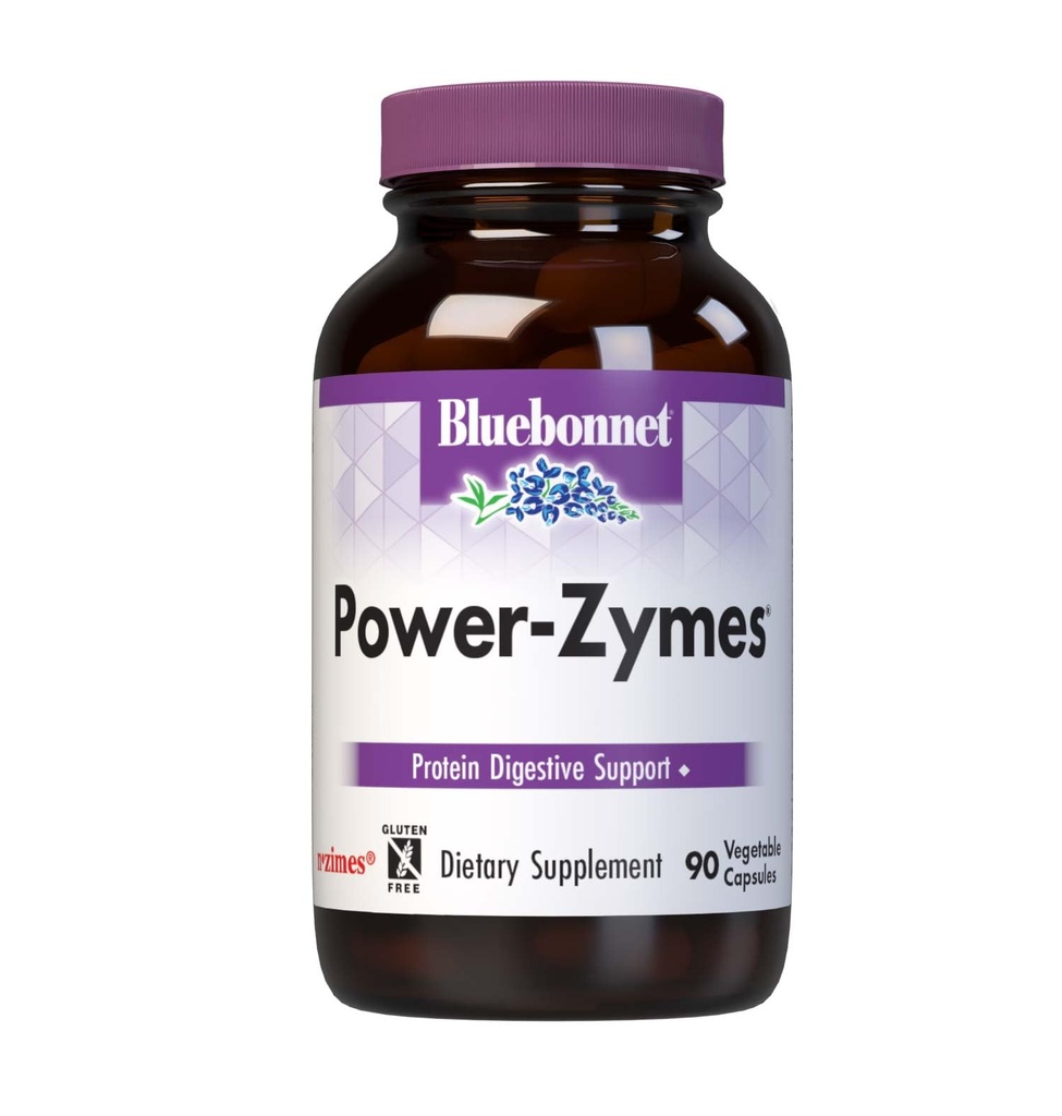Bluebonnet Nutrition Power- Zymes, Protein Digestive Support *, Soy- Free, Gluten- Free, Dairy- Free, 90 Zeleninové kapsle, 90 Služeb