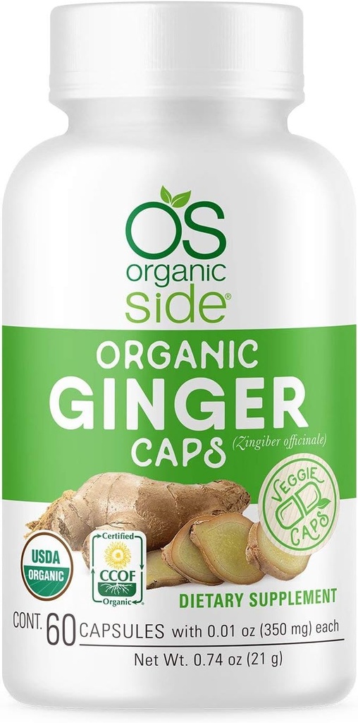 124; Organic Ginger Kapsle 124; Digestive Health Support CLAS124; USDA Certified Organic, Non- GMO, Vegan CLAS124; 60 Easy- to- Swallow Kapsle pro přírodní Wellness