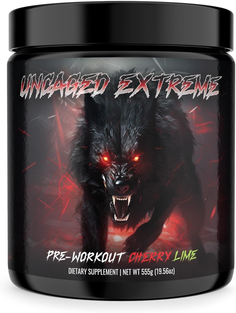 Nezachycený Extrémní Pre- Workout Powder - Extreme Energy, Focus, Nitric Oxide & Muscle Pump - Extrémní vzorec s L- Citruline, Beta- Alanin, Rhoddiola Rosea - 30 Servings - 1.22 Pounds - Cherry Lime