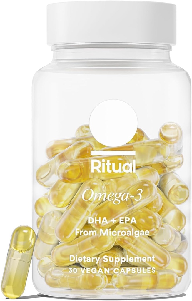Rituál Omega 3 - Vegan - Science- Balená dávka DHA & EPA mastných kyselin v 2: 1 poměr, Biologická dostupnost, Brain and Heart Health Support, Minimální Burp- Back, Udržitelně Sourced Microalgas, 30 Day Supply
