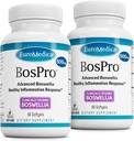 EuroMedica BosPro - Boswellia Serrata Extract Supplement - Dietní dodatek pro zdravou podporu plic - Bylinný dodatek Formule - 60 Softgels, 2 Pack (120 Softgels)