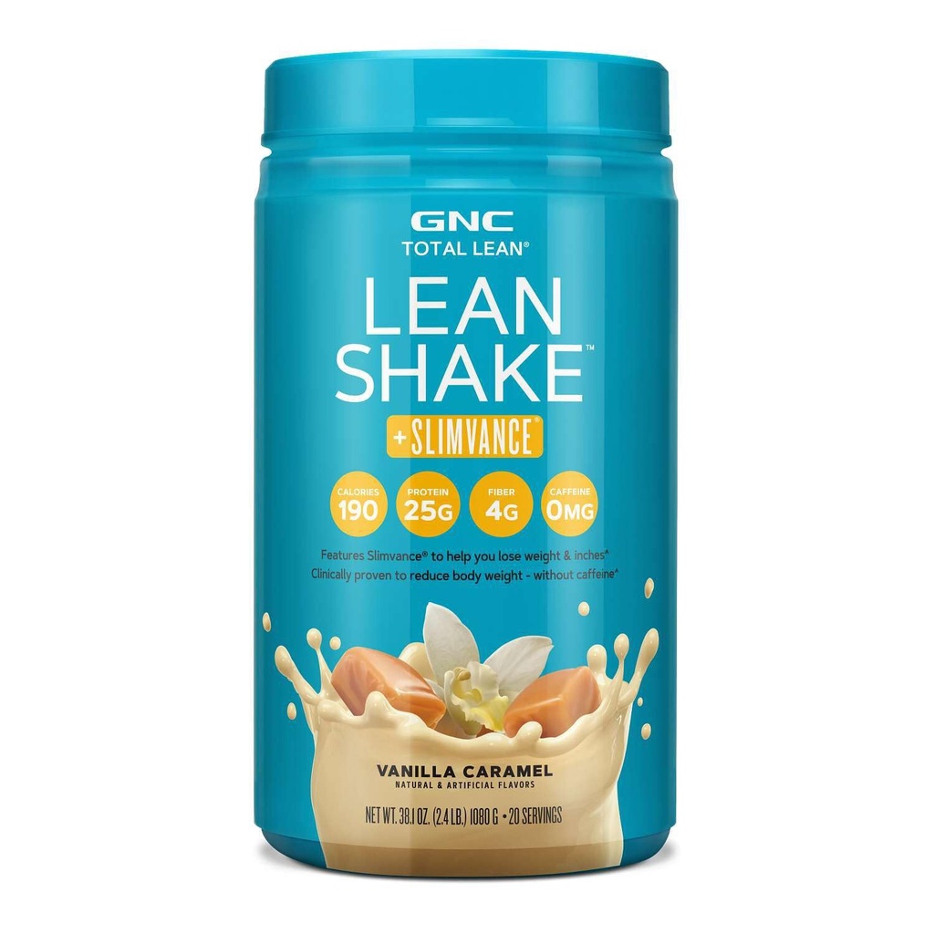 GNC Total Lean Shake + Slimvance, Kofein bez proteinu prášek, pomáhá snížit tělesnou hmotnost, Vanilla karamel, 20 Služeb