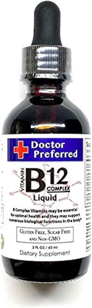 Vitamin B12 Complex Liquid Sublingual Drops Fast Absorpce B2, B3, B5, B6 a B12. 2 fl oz - 60 Day Supply