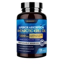 Krill Oil 1200 mg Omega 3 dodatek, Krill Oil Omega 3 s vysokou absorpcí EPA, DHA, Astaxanthin & Fosfolipidy, podporuje srdce a společné zdraví, No Fishy After taste - 120 Softgels (60 Servings)