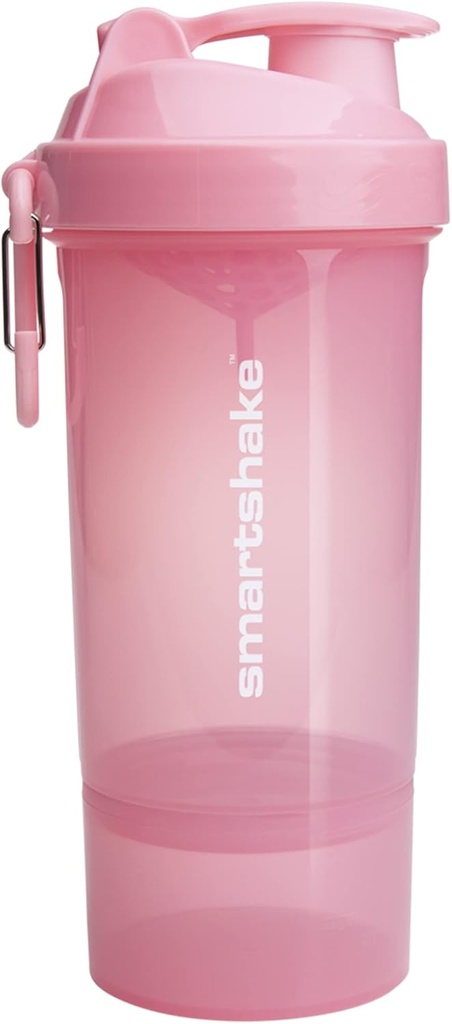 Smartshake O2GO ONE Plastic Protein Shaker Bottle 800 ml OF 124; 27 oz - Leakproof Screw-on Lid - BPA Free - Unisex - Light Pink