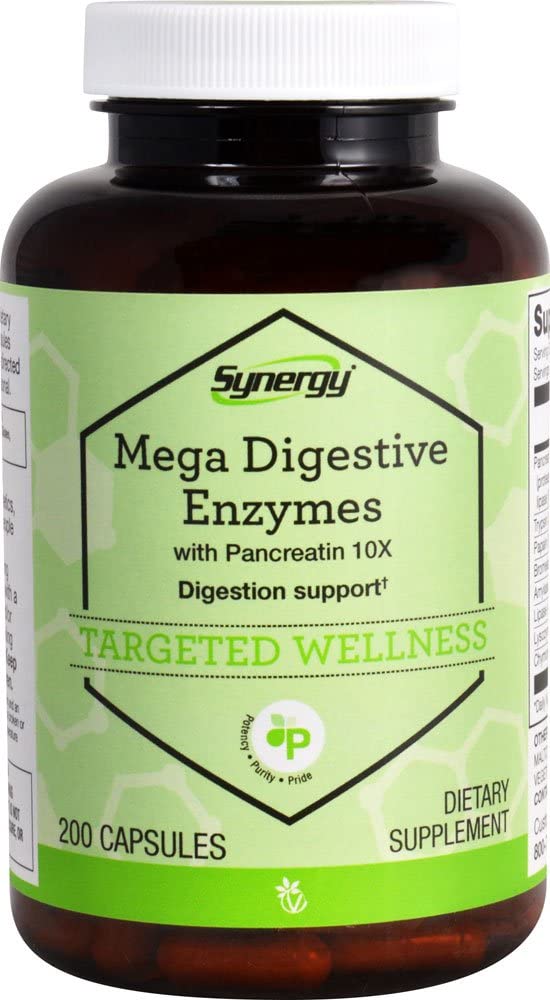 Vitacost Synergy Mega Digestivní Enzymy s Pancreatin 10X -- 200 Kapsle