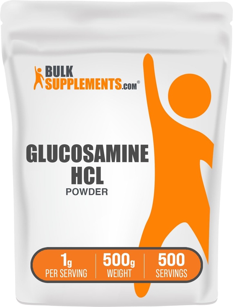 BulkSupplements.com Glucosamine HCl Powder - Glucosamine dodatek, Joint Support Supplement - Gluten Free, 1g per Serving, 500g (1,1 lbs) (Balení po 1)
