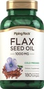 Piping Rock Flaxseed Oil 1000mg Softgel Kapsle 124; 180 Počet 124; Cold Pressed dodatek 124; Non- GMO, gluten zdarma