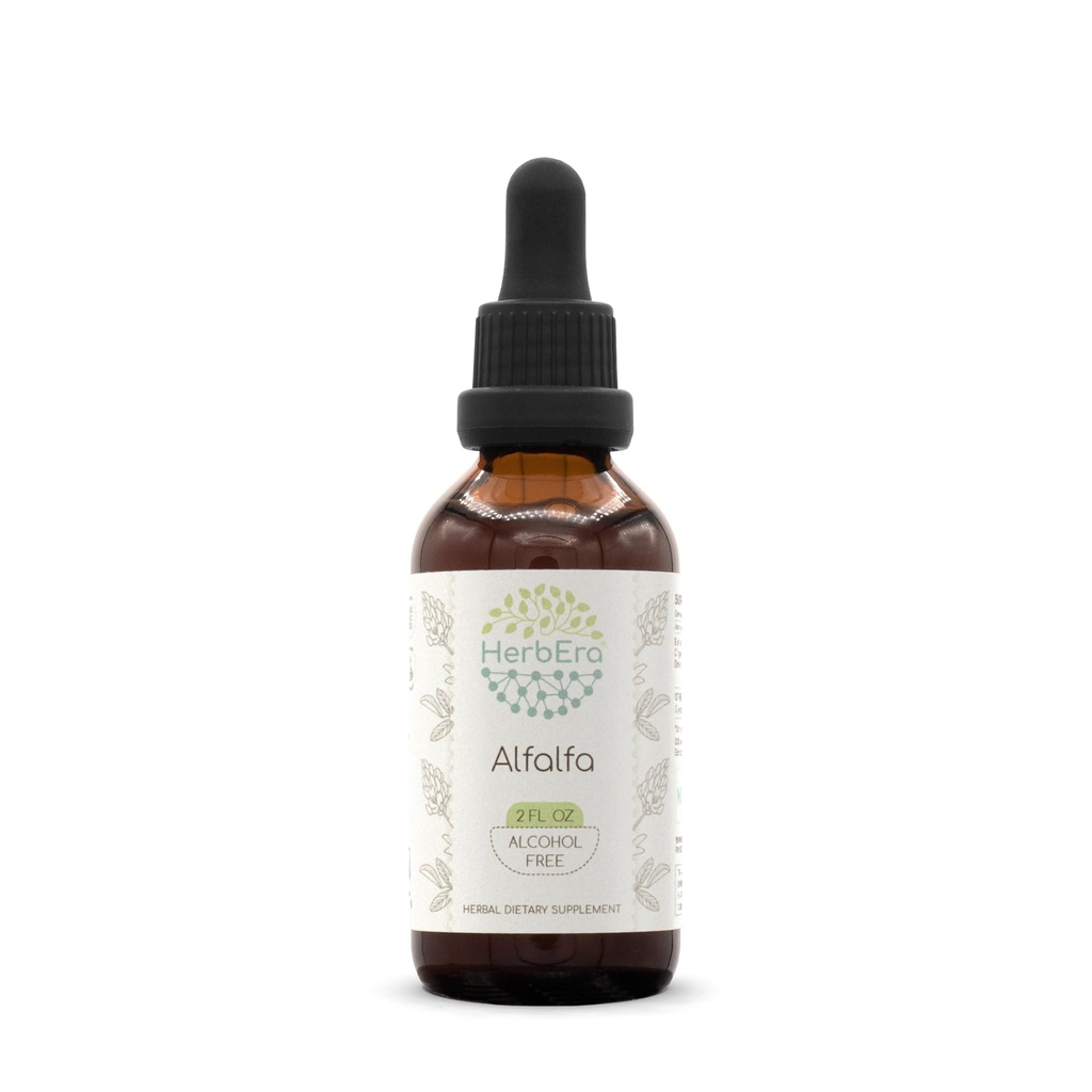 HerbEra Alfalfa B60 Alcohol- Free Bylinný extrakt tinktura, Koncentrované kapalné kapky přírodní Alfalfa 2 fl oz