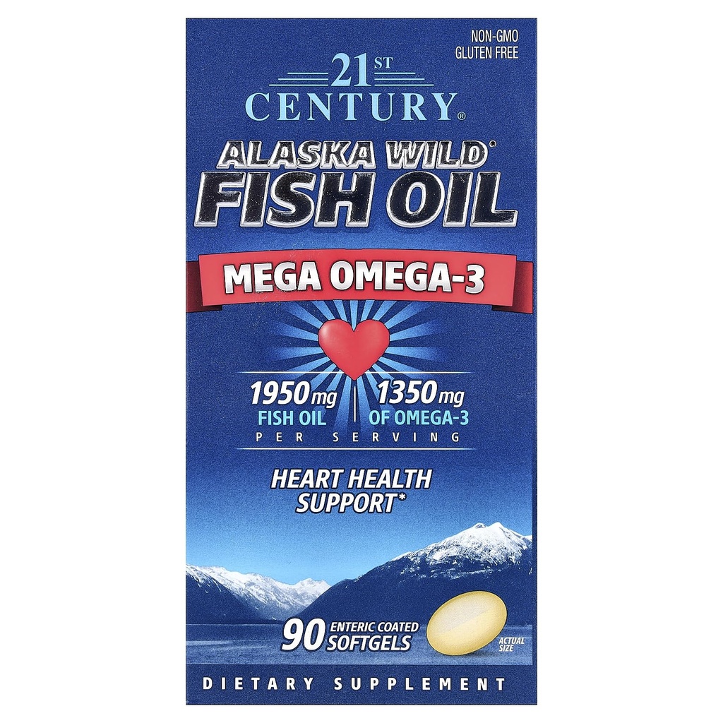 21. století Aljaška Wild Fish Oil Softgels, 90 Počet