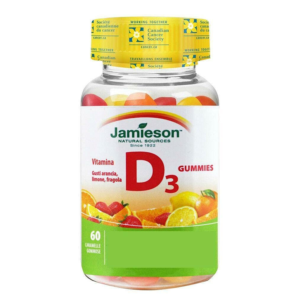 Jamieson Vitamin D Gummies 1000 IU - Orange, Strawberry, Lemon, 60. léta