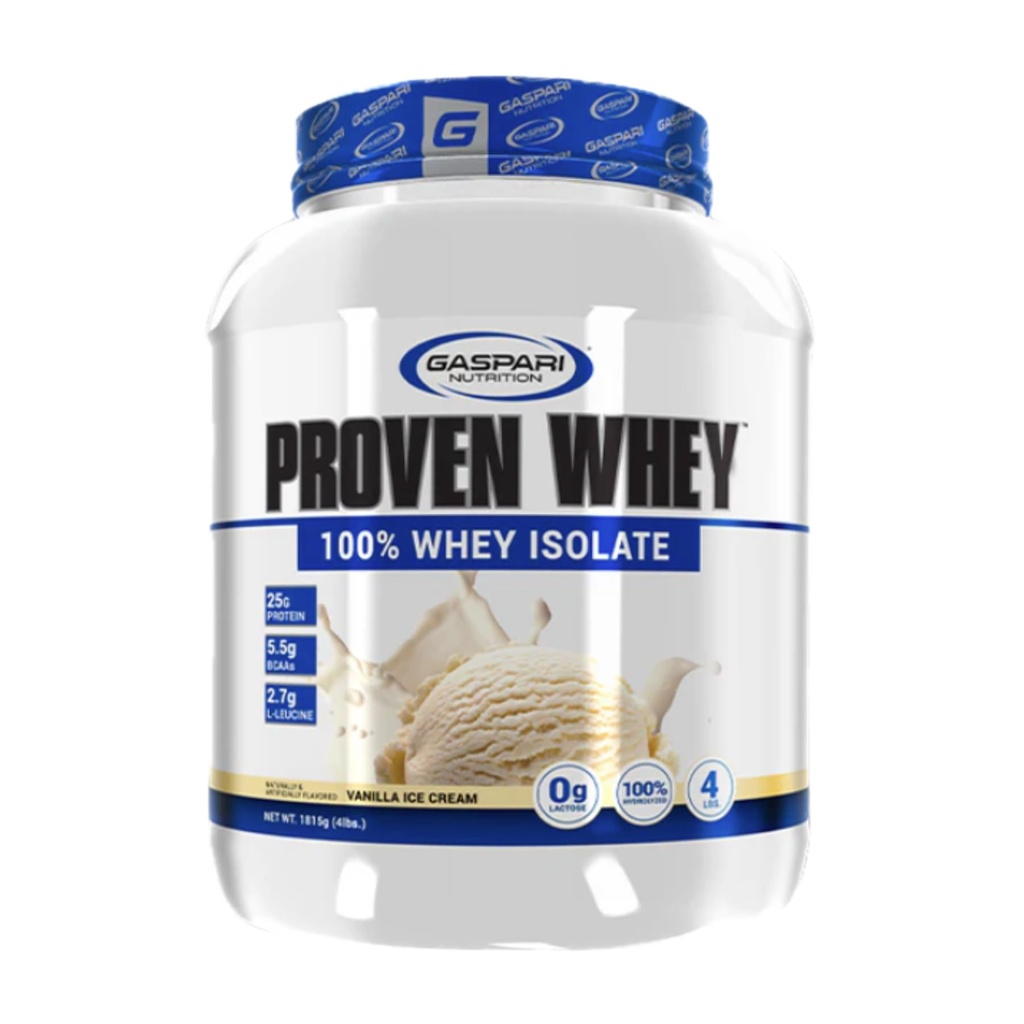 Gaspari Nutrition Proven Whey, 100% hydrolyzovaný syrovátkový izolát, vysoký protein, bezlaktóza, nízká karbohydrát a nízký cukr (4lb, vanilková zmrzlina)