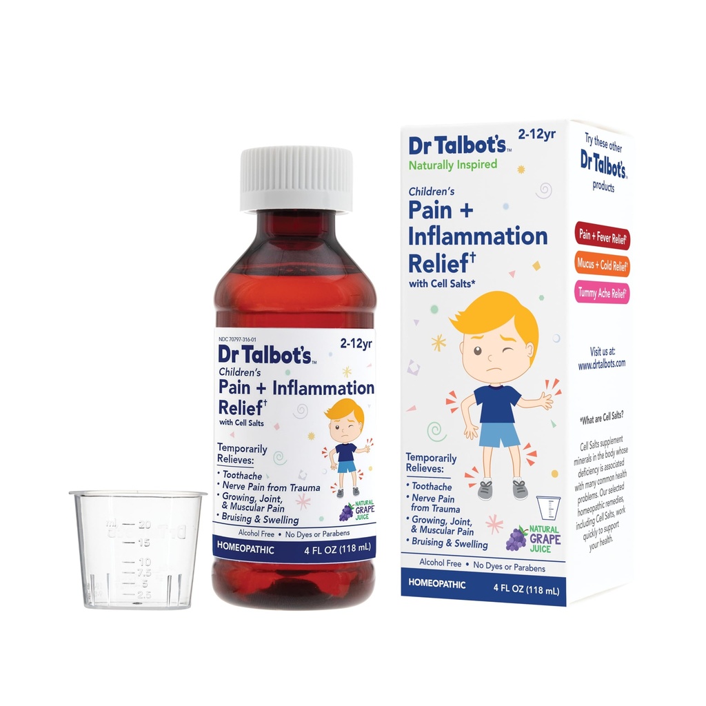 Bolest Dr. Talbot + Zánět Liquid Medicine pro děti, Zahrnuje dávkovací pohár, Grape Juice Flavor, 4 Fl Oz (Balení květen Vary)