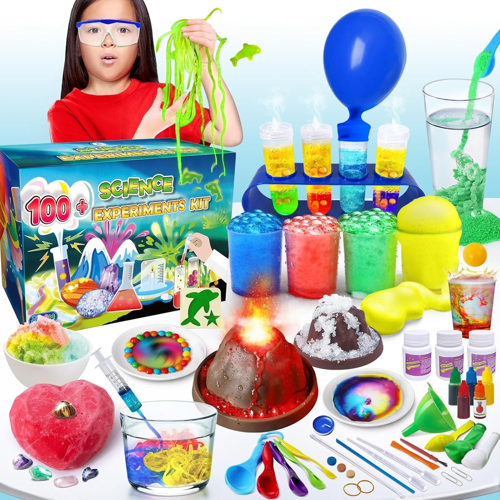 UNGLINGA 100 + Vědecká laboratoř Experiments Kit pro děti, S.T.E.M Project Activities Vzdělávací narozeninové dárky pro dívky, Chemie Set, Gems Dig, Volcano, Žhavé červy