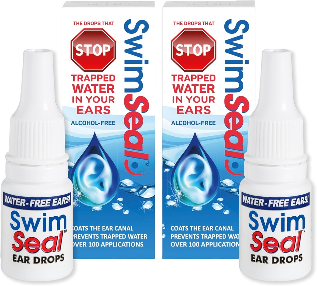 SwiSeal ™ Twin-Pack All Natural Plavec 's Uar Drops for Daily Use Spíše než Alkohol Drops nebo Earshotts. Řešení pro vaše uši pro všechny expozice vody pro všechny věky.