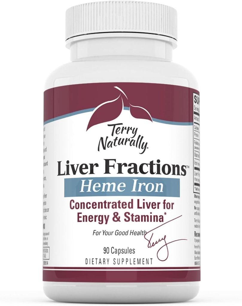 Terry Přirozeně zlomeniny jater - Endurance & Energy Support with Gentle Iron - Dietní dodatek podporuje zdravou tvorbu červených krvinek - Železný dodatek pro zdraví jater - 90 Kapsle