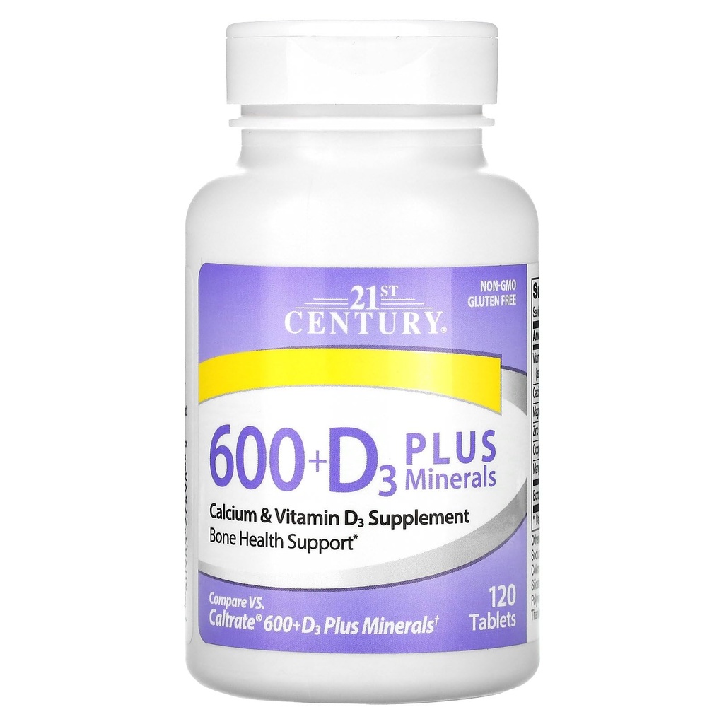 21. století vápník 600 Plus D Plus Minerály Kapsle, 120Count (27498)