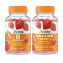 Lifeable B Complex + Collagen & Vitamin C, Gummies Bundle - Velký ochutnávka, vitamin dodatek, gluten zdarma, GMO zdarma, Žvýkací žlab