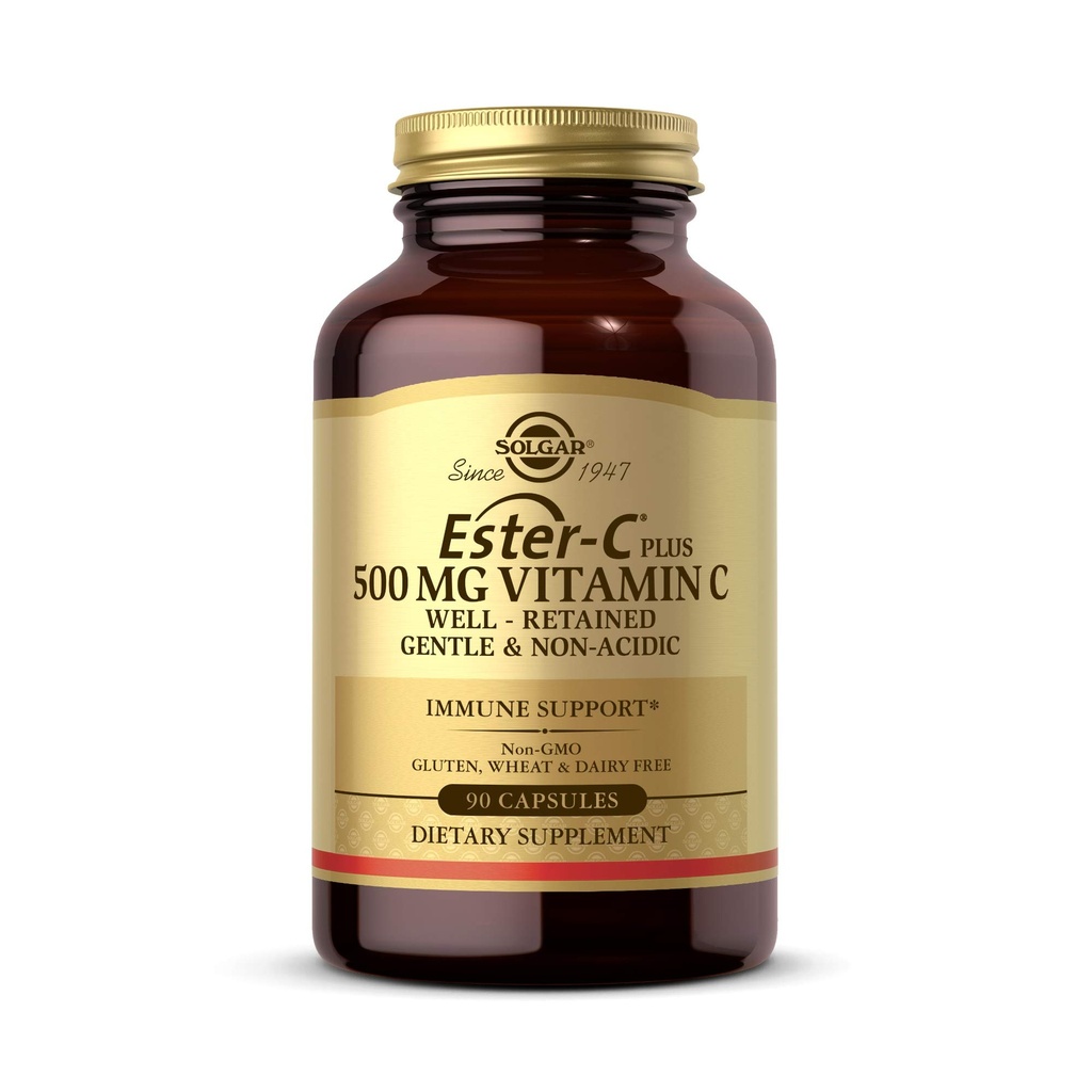 Solgar Ester- C Plus 500 mg vitamin C s Citrus Bioflavonoidy - 90 Kapsle - Gentle & Non Acidic, Dobře zachováno - 24-hodinová imunitní podpora - Non- GMO, gluten zdarma - 90 Služeb