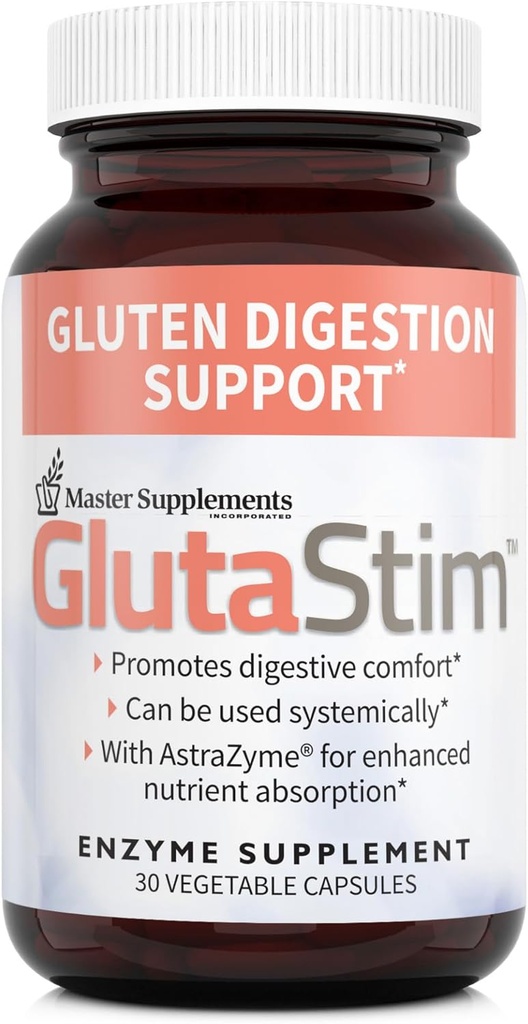 Master doplňky GlutaStim - 30 Rostlinné kapsle - Podpora Gluten Digestion - Poskytuje stravitelnou podporu + Gas & Bloating Relief - Vegan, Gluten Free - 30 Služeb