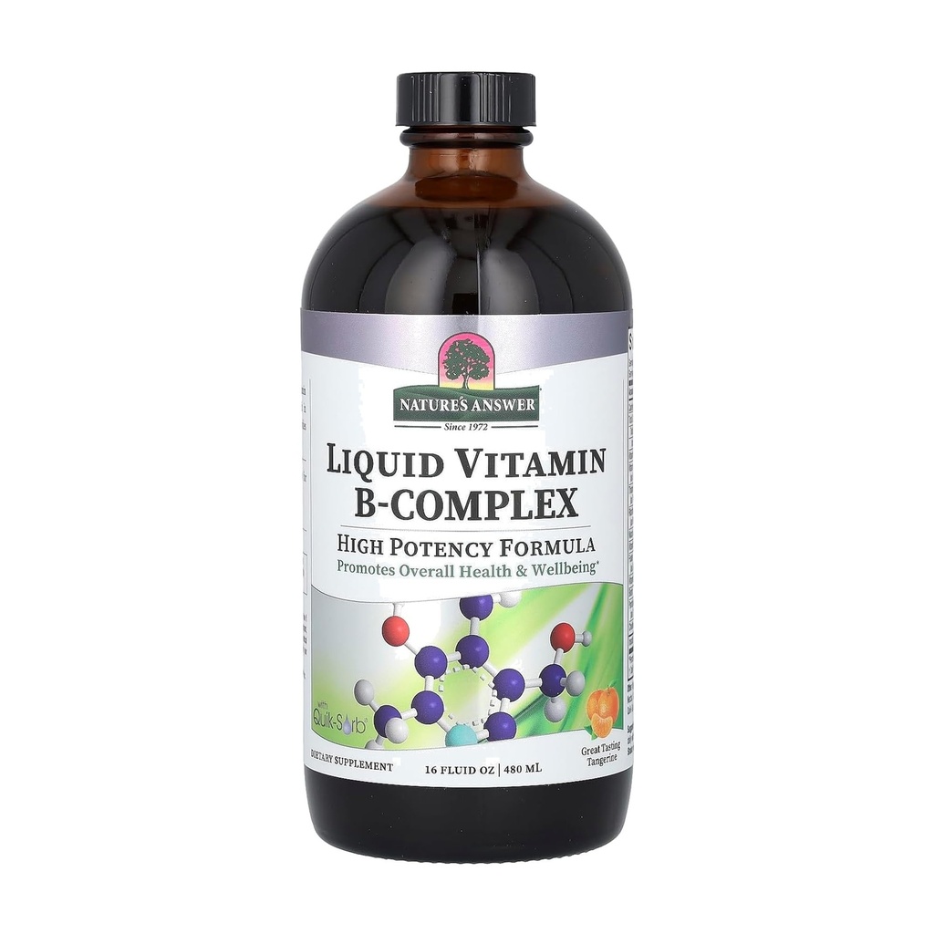 Příroda odpověď tekutý vitamín B- komplex podporuje zdravé energetické hladiny CLAS124; Podporuje zdravé nervové funkce CLAS124; All- Natural Tangerine Flavor CLAS124; Gluten- Free & Benzoate- Free 16oz