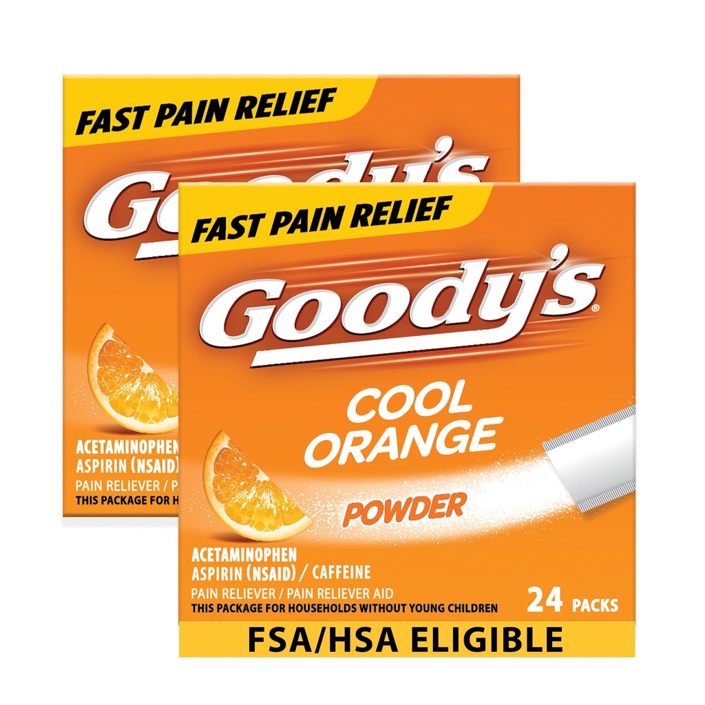 Goody je extra síla bolest hlavy prášek, Cool Orange Flavor Rozpustit balení, 24 jednotlivých balíčků (2 balení)