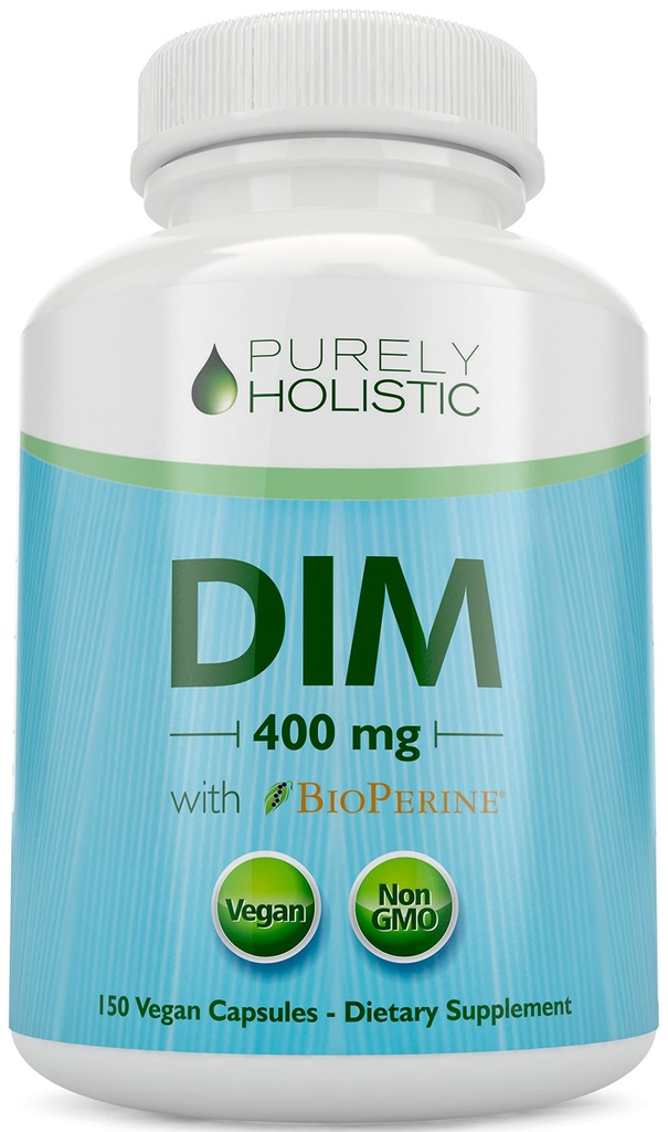 DIM dodatek 400mg Plus Bioperin - 150 Veganských kapslí - 5 měsíční dodávka - Hormonální bilance pro ženy a muže - vysoká síla Diindolylmethan