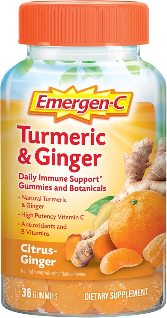 Emergen- C Citrus- zázvorové gumy, kurkuma a zázvor, Imunitní podpora přírodních příchutí s vysokou potencí vitamin C, Zpět do školy Essentials - 36 Počet