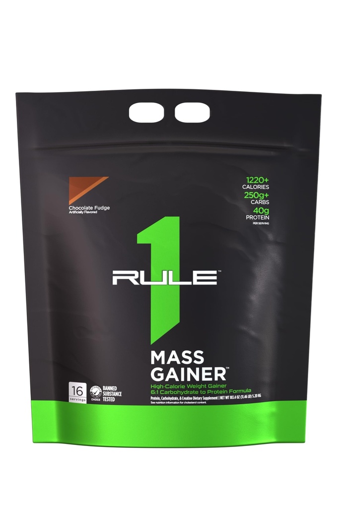 Pravidlo 1 Masová hmotnost proteinů Gainer - vysoce kalorický váhový zisk Formule s 1,220 + kalorií, 250g + Complex Carb Blend, 40g All- Whey Protein Per Serving (16 Služeb, Čokoláda Fudge)