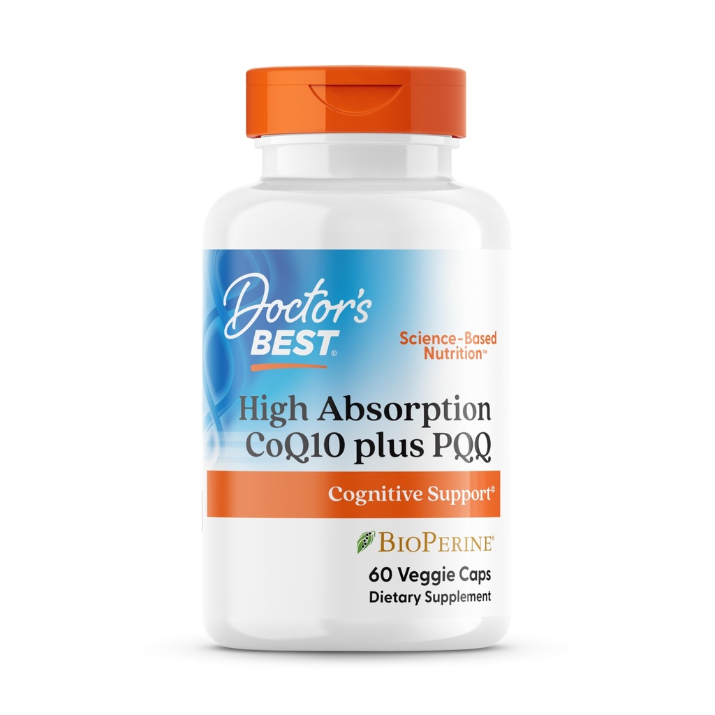 Lékařská nejlepší vysoká absorpce CoQ10 Plus PQQ, kognitivní podpora, USP ověřené, přirozeně fermentované CoQ10, Non- GMO, gluten zdarma, Soy Free, Vegan 60 Veggie Caps