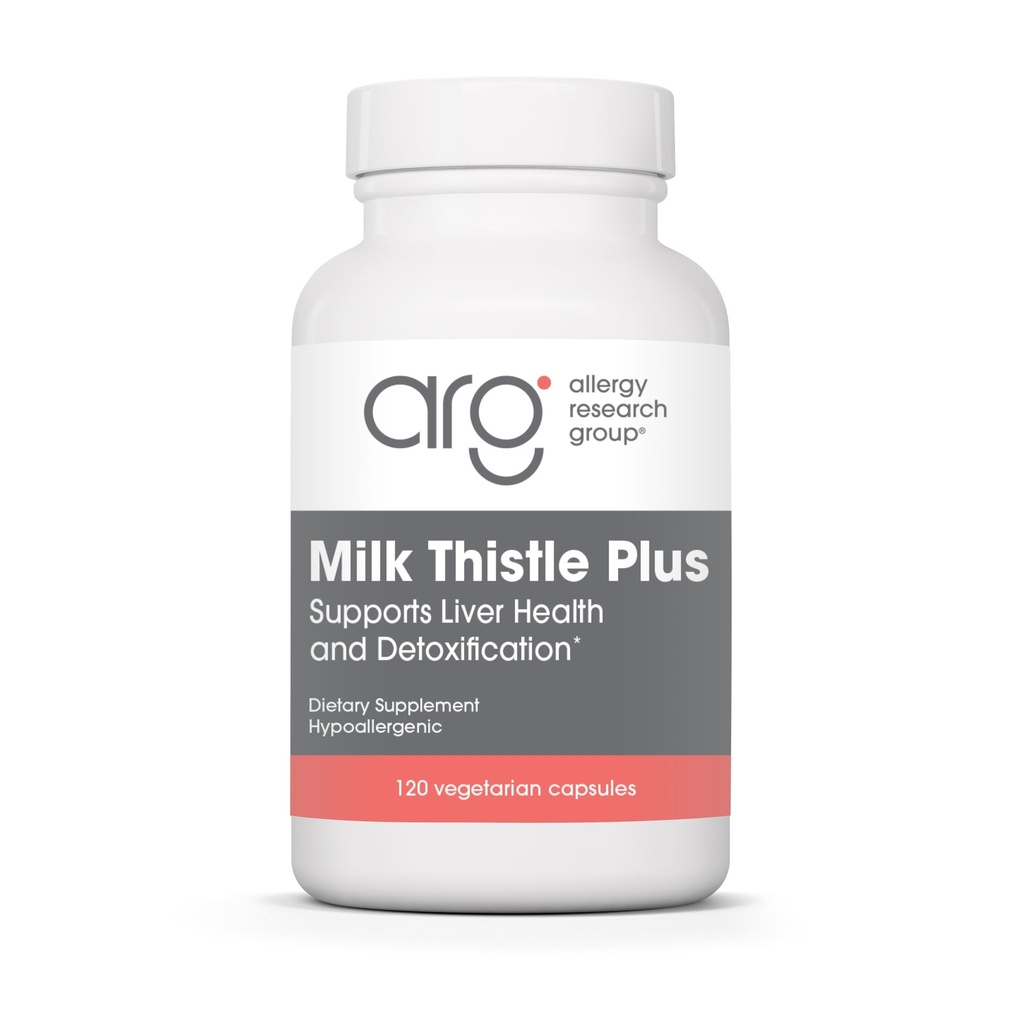 Alergie Výzkumná skupina Mléko Thistle Plus Dodatek - Podpora zdraví jater, Mléko Thistle, Pampeliška, Detox, Čistota, Vegetariánské kapsle - 120 Počet