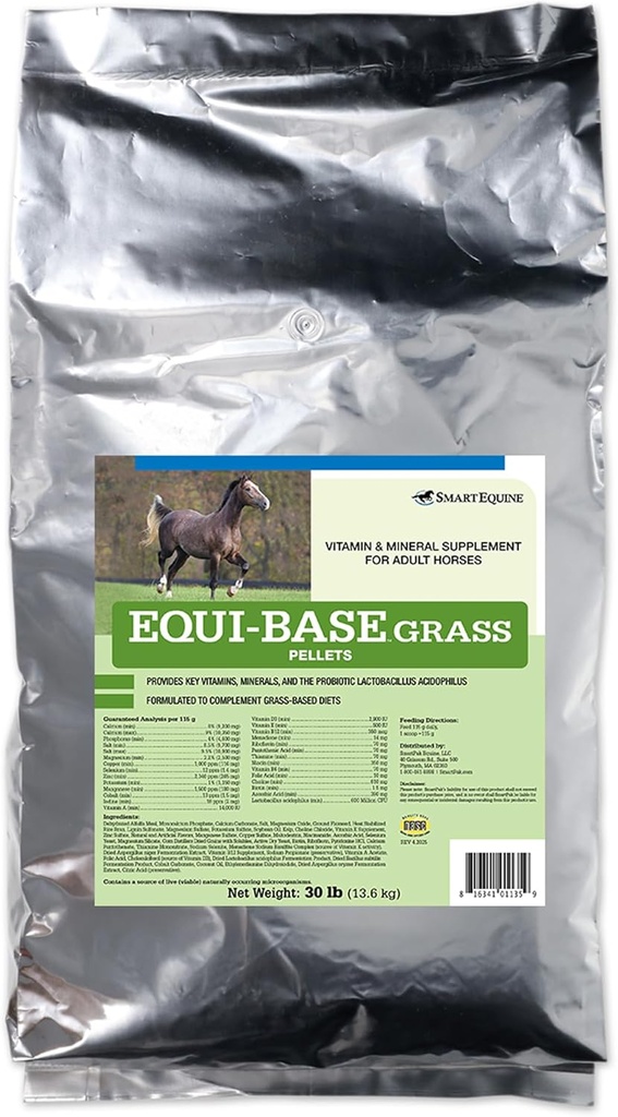 SmartEquine Equibase Grass Pellets CLAS124; Horse Vitamins & Minerals Supplement, Forage Balancer CLAS124; Koně ve světle až středně práce CLAS124; 30 liber Bag