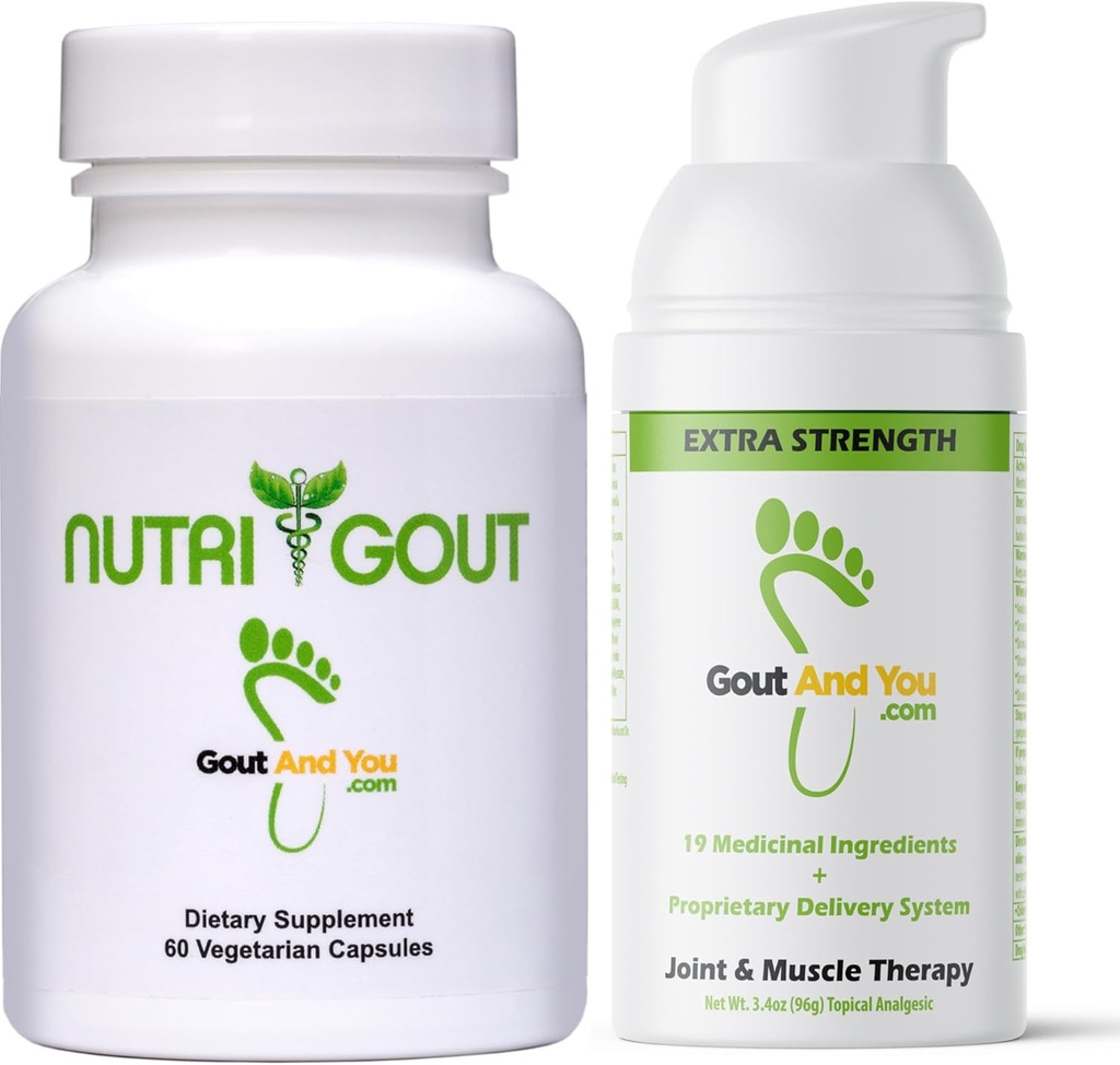 NutriGout Supplement kyseliny močové a Extra síla kloubní discomfort Relief Topical Cream