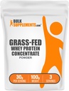 BulkSupplements.com Grass Fed syrovátkový proteinový prášek - syrovátkový proteinový koncentrát prášek - bezochucený & gluten zdarma, 30g per Serving, 100g (3.5 oz) (balení po 1)
